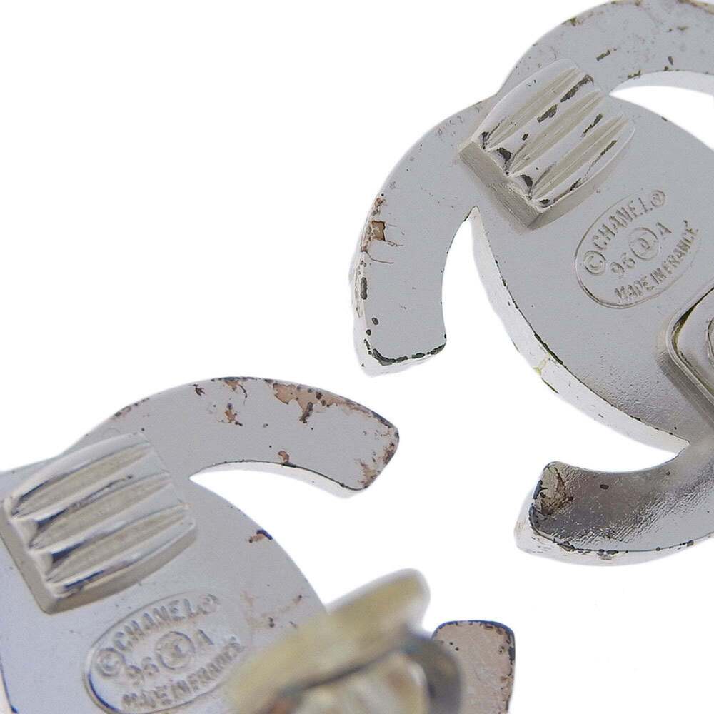CHANEL Authentic Silver Logo Earrings - Picture 3 of 5